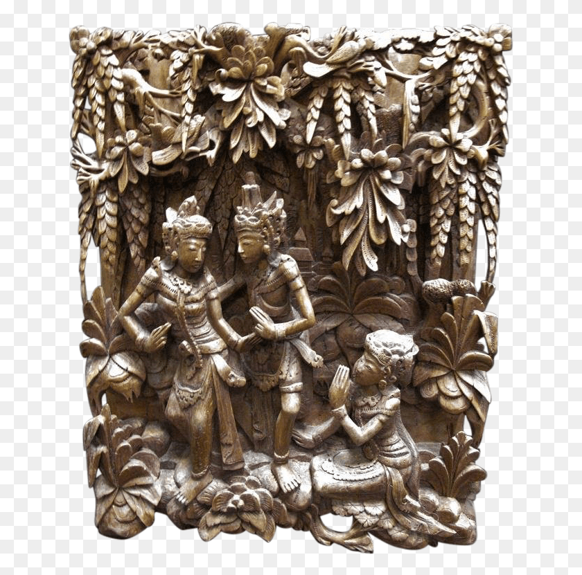 643x771 Balinese Hand Carved Wood Panel Wall Chairish, Architecture, Building, Worship Descargar Hd Png