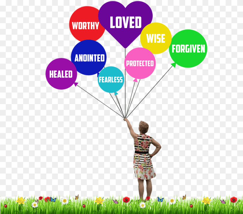 Balloon, Child, Female, Girl, Grass Sticker PNG