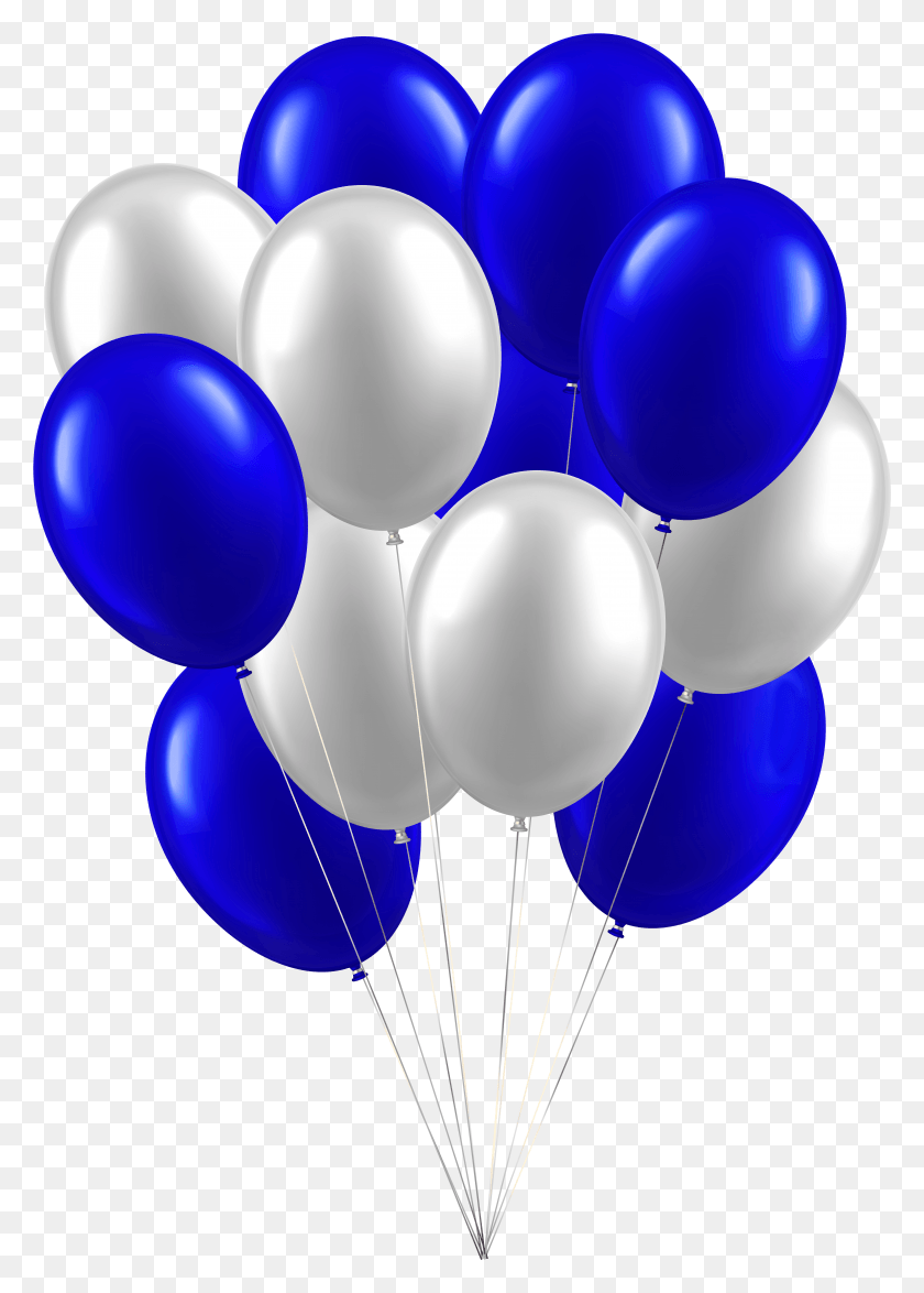 5502x7862 Balloons White Blue Clip Art Image Blue White Balloon HD PNG Download