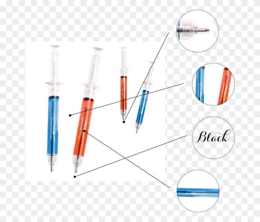 678x658 Ballpoint Click Pen Red Or Blue Barrel Black Medium Circle, Text, Injection HD PNG Download