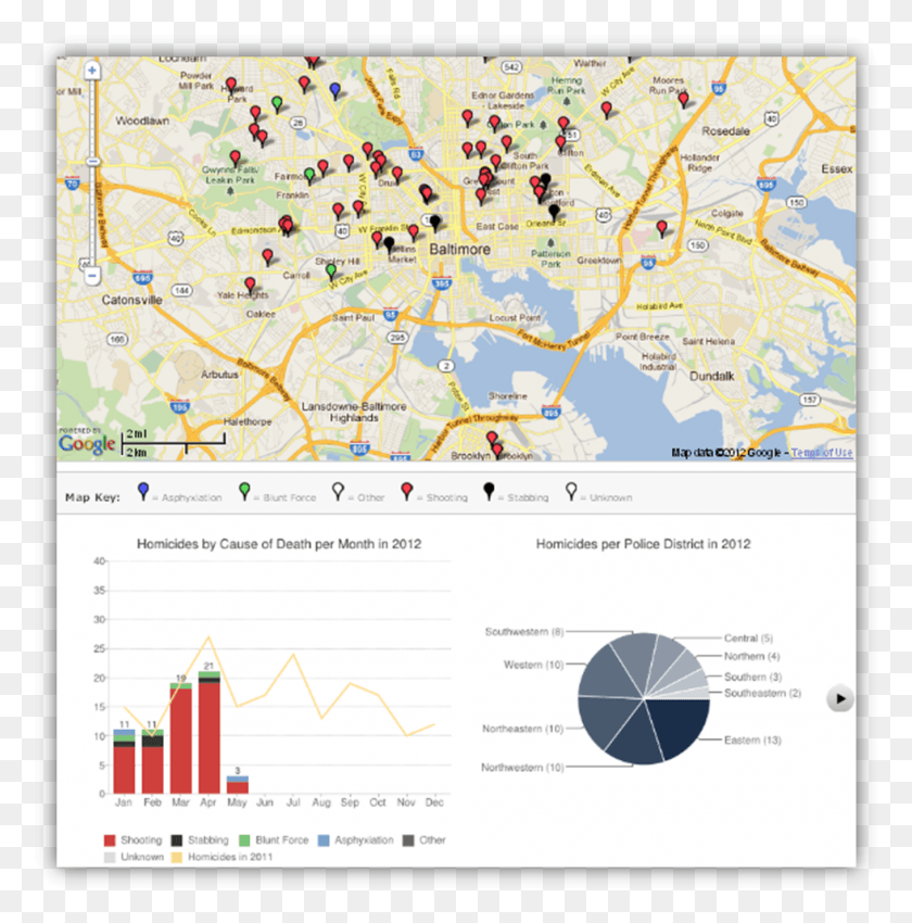 980x993 Baltimore Sun39s Homicide Map Map, Plot, Diagram, Atlas HD PNG Download