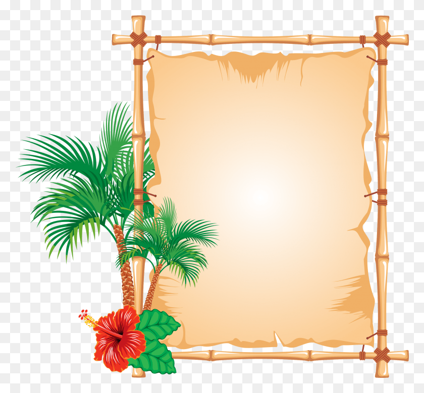2372x2187 Бамбуковая Рамка, Гавайская Рамка, Растение, Свиток Png Скачать