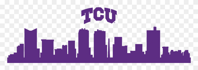1256x386 Ban Tcu Fw Skyline Downtown Fort Worth Outline, Text, Symbol, Urban HD PNG Download