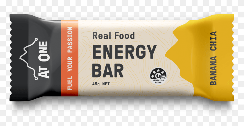 1210x581 Banana Chia At One Real Food Energy Bar Energy Bar Mockup Free, Text, Paper, Label HD PNG Download