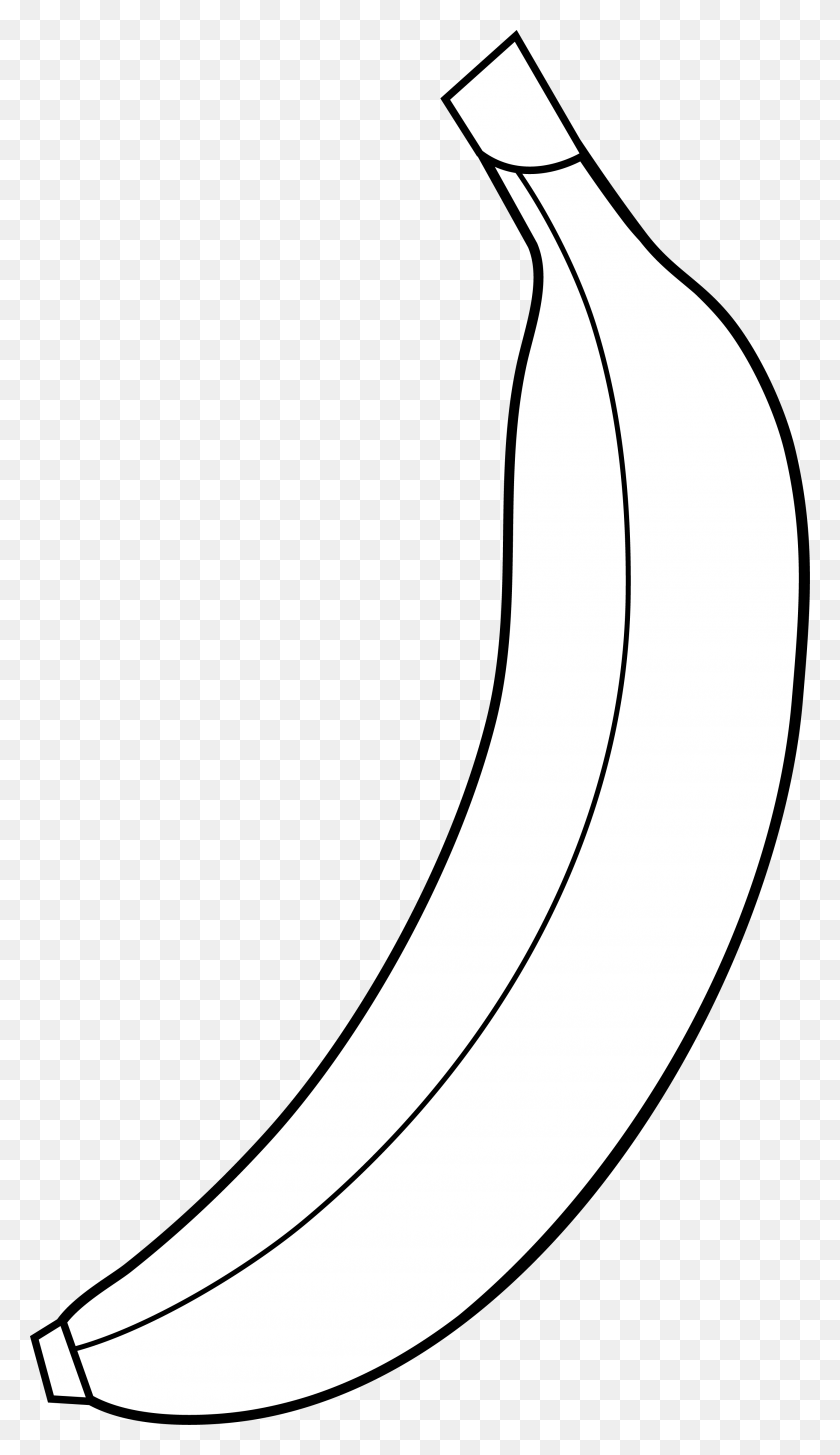 2604x4659 Banana Clip Art Clipart Black And White One Banana, Plant, Fruit, Food HD PNG Download