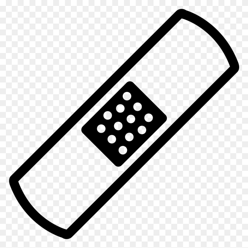 981x984 Band Aid Outline Variant Svg Icon Free Bandaid Clip Art Black And White, First Aid, Green, Bandage HD PNG Download