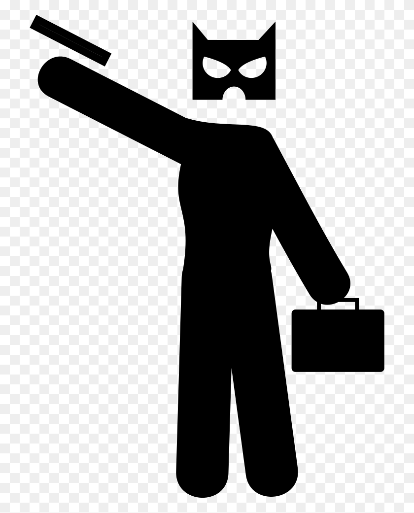 720x981 Bank Robbery Svg Icon Free Robber Vector Black White, Bag, Person HD PNG Download