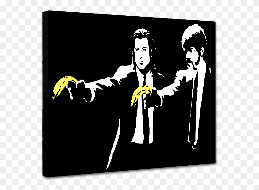 577x556 Banksy Banksy Pulp Fiction Bananas, Artista, Persona, Humano Hd Png