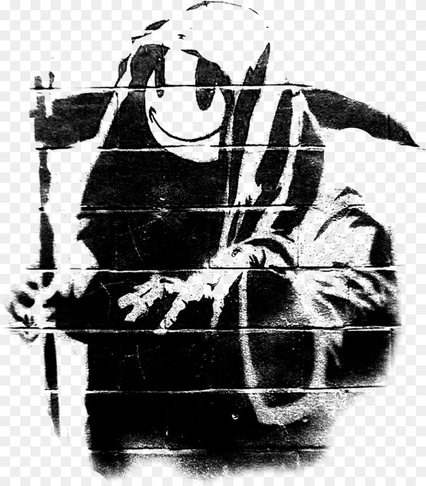 877x1000 Banksy Death Shoreditch, Gray Sticker PNG