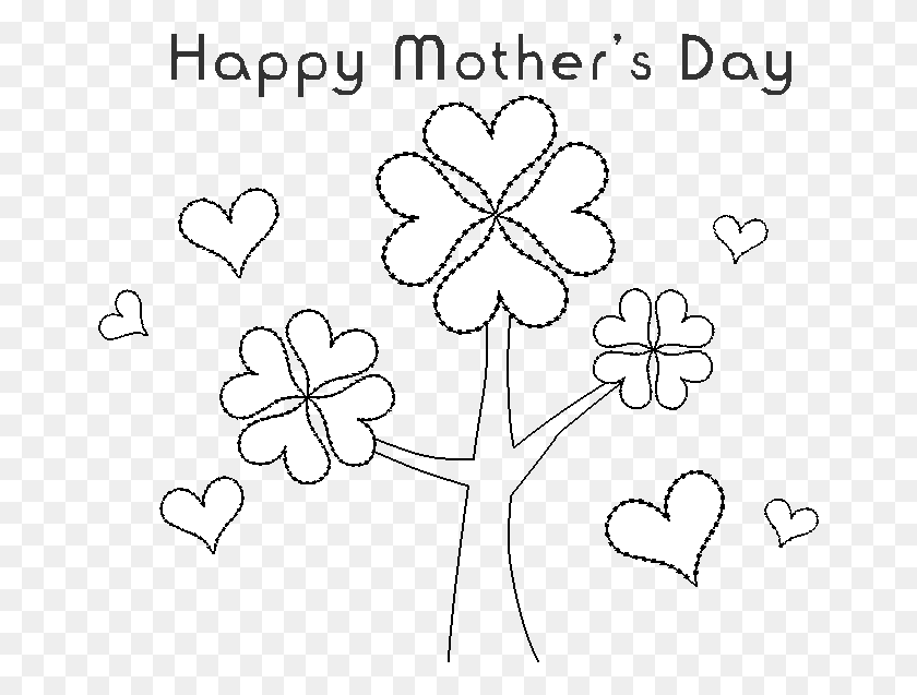 661x577 Banner Black And White Stock Mothers Day Clipart Mothers Day Grandma Colouring In Cards, Stencil, Flower, Plant HD PNG Download