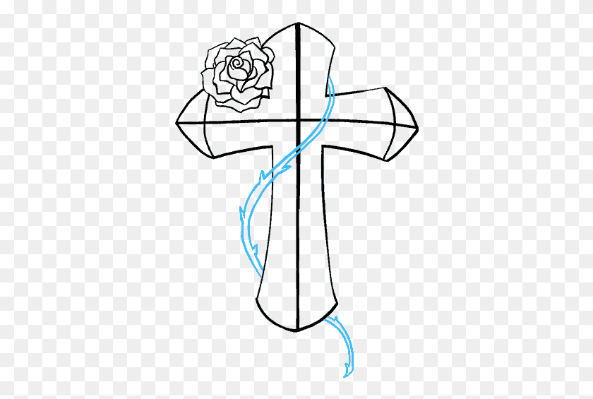 346x505 Banner Drawing Cross Draw A Rose, Text, Bow, Statue HD PNG Download