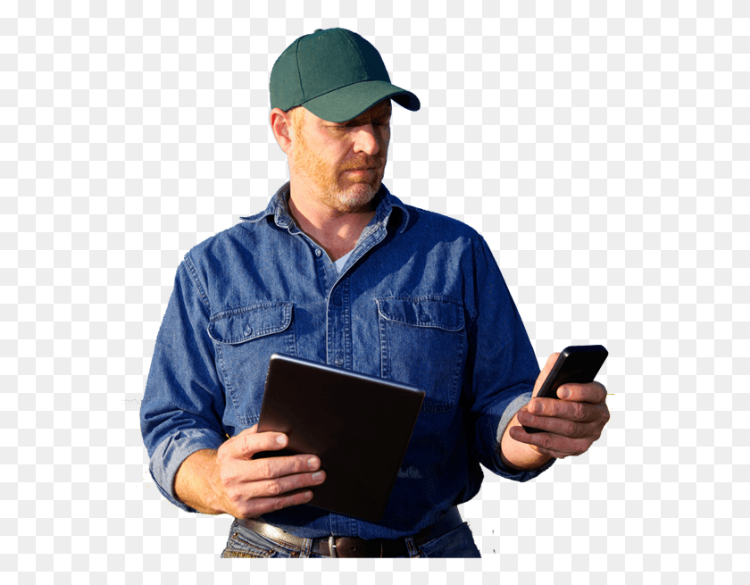 570x595 Баннер Фермер Мобильный Телефон, Человек, Человек, Шляпа Hd Png Скачать
