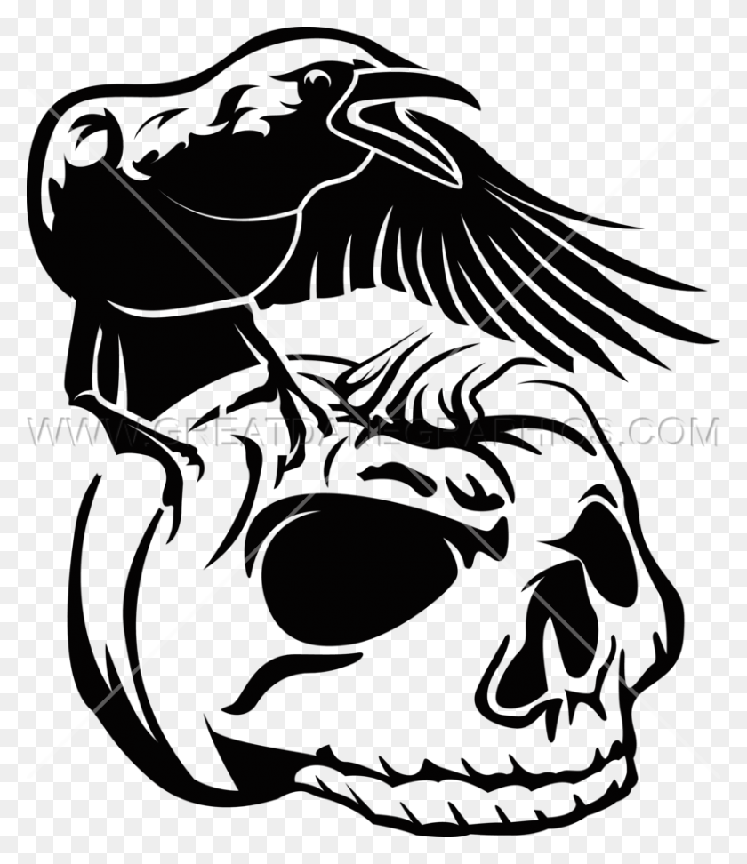 825x965 Banner Free Stock Crow Free On Dumielauxepices Net Skull With Crow Logo, Graphics, Bird HD PNG Download