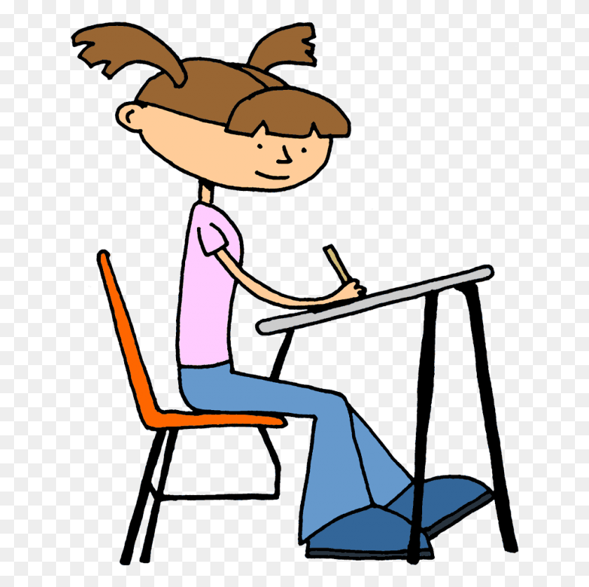 641x776 Banner Library Desk Craft Projects Clipartoons Student Working Clipart, Chair, Furniture, Sitting HD PNG Download