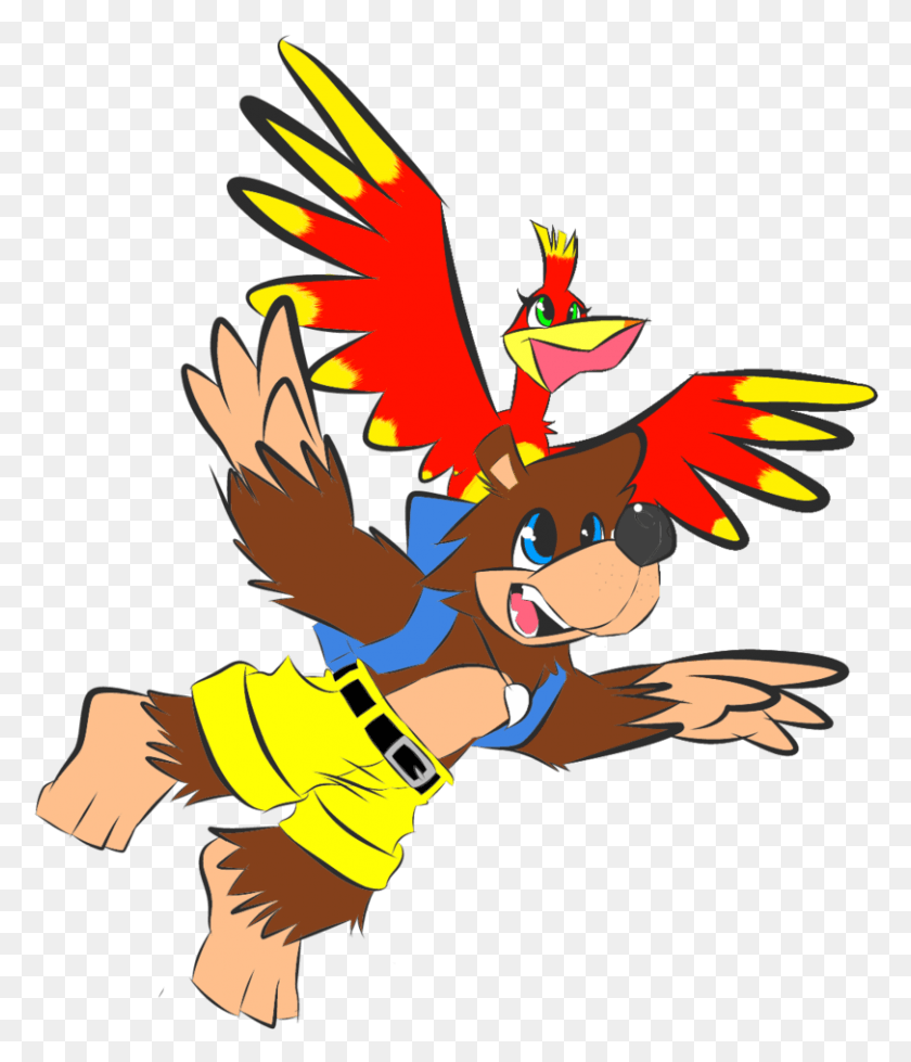 811x956 Banner Royalty Free Library And Kazooie Take Flight Cartoon, Costume, Clothing, Apparel HD PNG Download