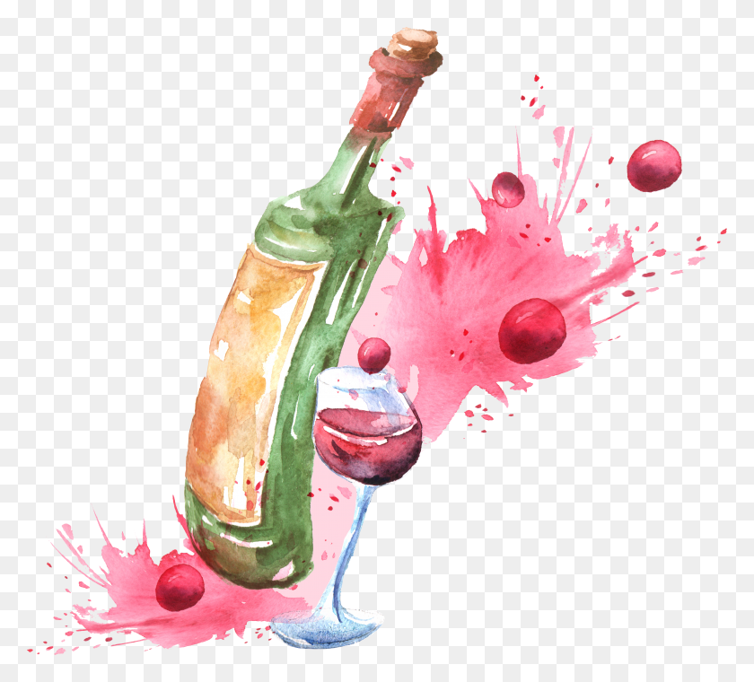 4316x3876 Banner Transparent Library Red Champagne Cocktail Painting Paintings Of Bottle Of Champagne HD PNG Download