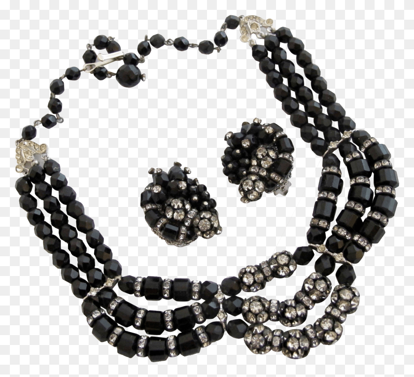 1800x1629 Banner Transparent Stock Vintage Black Glass And Disco Bead, Bead Necklace, Jewelry, Ornament HD PNG Download