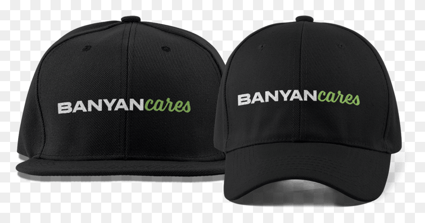 1309x638 Banyan Cares Script Dad And Flat Brim Hats Baseball Cap, Cap, Hat, Clothing HD PNG Download