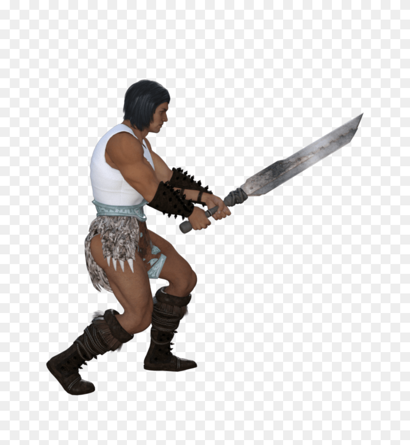 Barbarian Daz Gallery Models And Software, Weapon, Sword, Adult, Person Sticker PNG