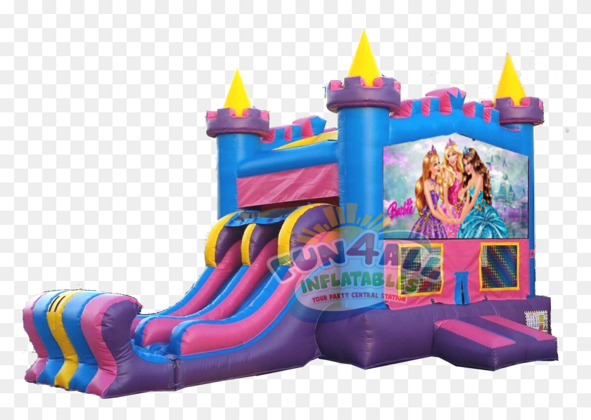 1103x762 Barbie Queens Bounce Slide Rental Barbie Bounce House Rental, Inflatable, Toy HD PNG Download