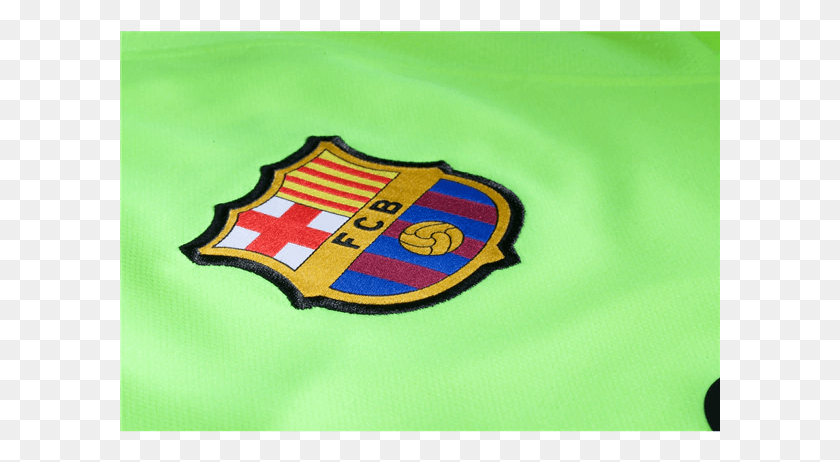 601x402 Barcelona 1819 Away Jersey Messi Stitch, Logo, Symbol, Trademark HD PNG Download