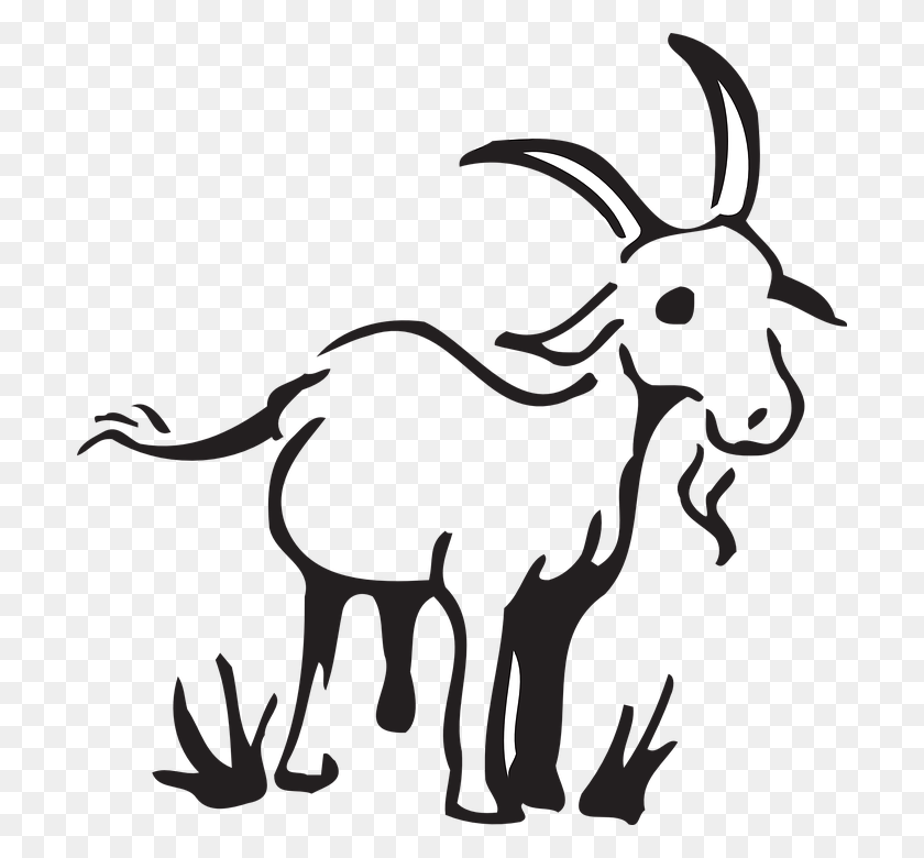 700x720 Barn Farm Grass Goat Standing Animal Simple Goat Clipart Black And White, Mammal, Antelope, Wildlife HD PNG Download