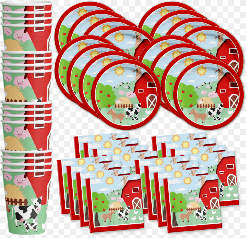 2467x2383 Barnyard Farm Animals Birthday Party Tableware Kit Farm Animals Birthday Party Sticker PNG