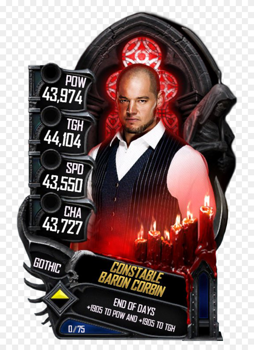 734x1098 Baroncorbin S5 22 Gothic Gothic Cards Wwe Supercard, Person, Human, Advertisement HD PNG Download