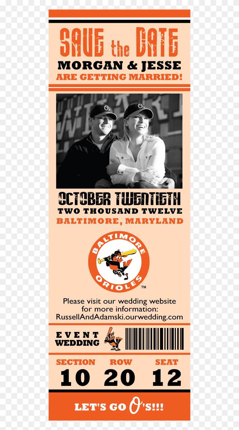505x1450 Baseball Ticket Save The Date Orioles Save The Date Baltimore Orioles, Person, Human, Poster HD PNG Download