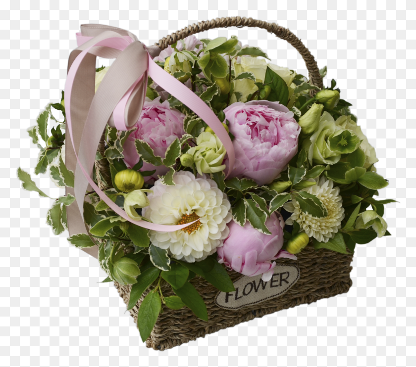 1308x1145 Basket With Peonies Flower Shop Studio Flores Garden Roses, Plant, Floral Design, Pattern HD PNG Download