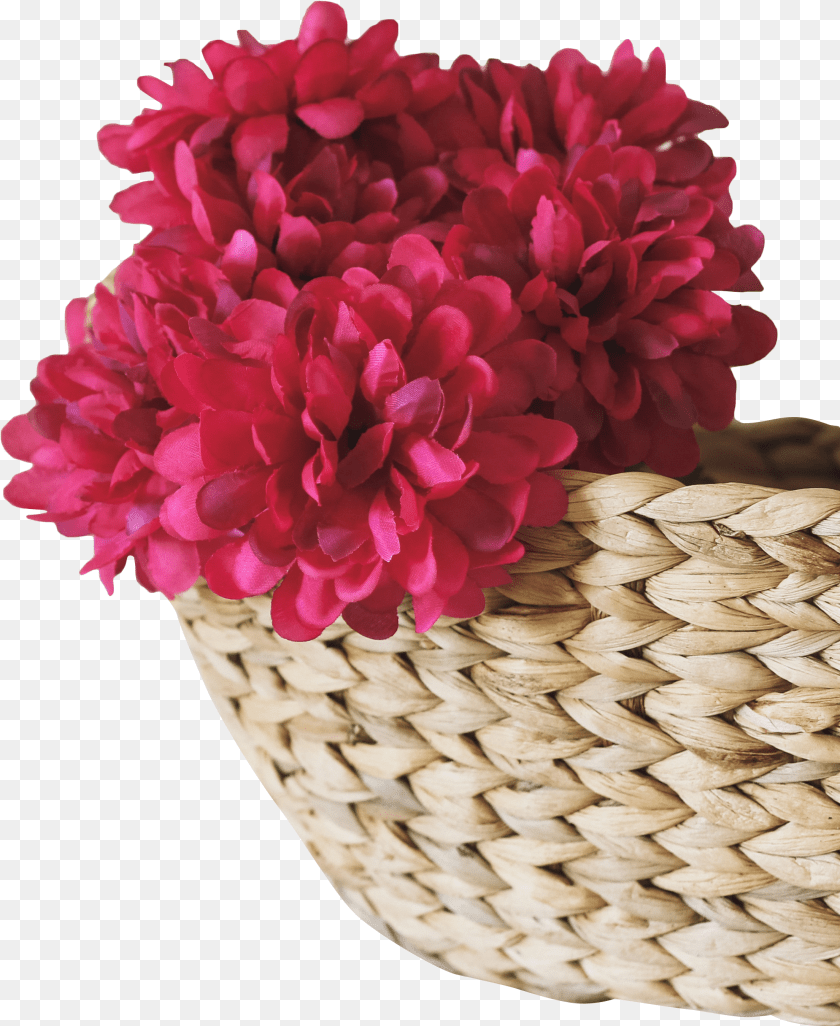 Basket With Pink Flowers Clipart PNG
