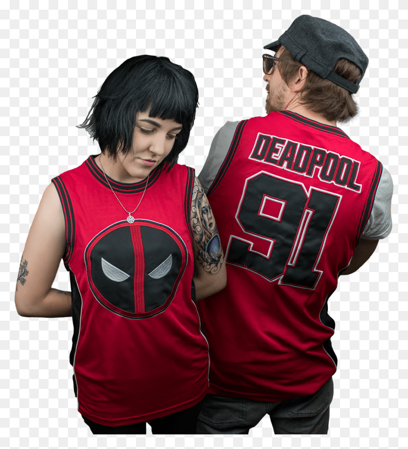 902x1000 Basketball Jersey Main Image Deadpool Jersey, Clothing, Apparel, Person HD PNG Download