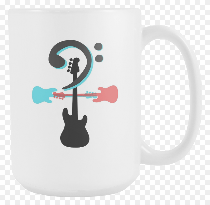 865x844 Bass Guitar Player Mug With Custom Bass Clef And Guitar Coffee Cup, Cup, Jug, Stein Descargar Hd Png