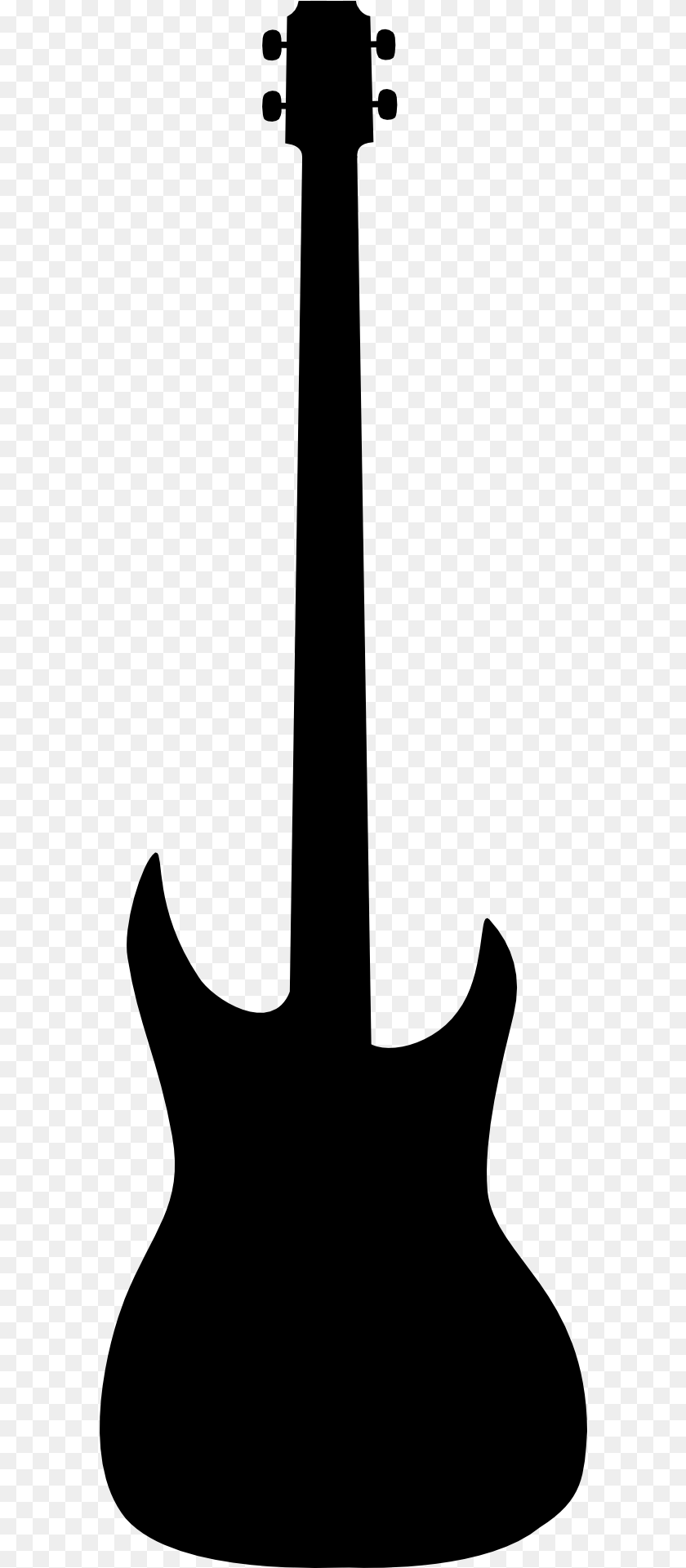 598x1921 Bass Guitar Silhouette, Gray Sticker PNG