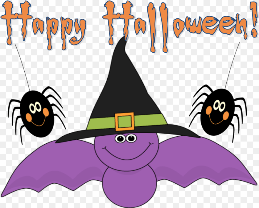 944x760 Bat With Witchs Hat And Spiders Cartoon, Animal, Fish, Sea Life, Shark Sticker PNG