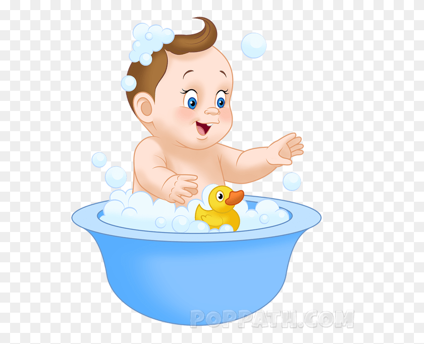 566x622 Bath Drawing Bathing Baby Taking A Bath Clipart, Person, Human, Bowl HD PNG Download