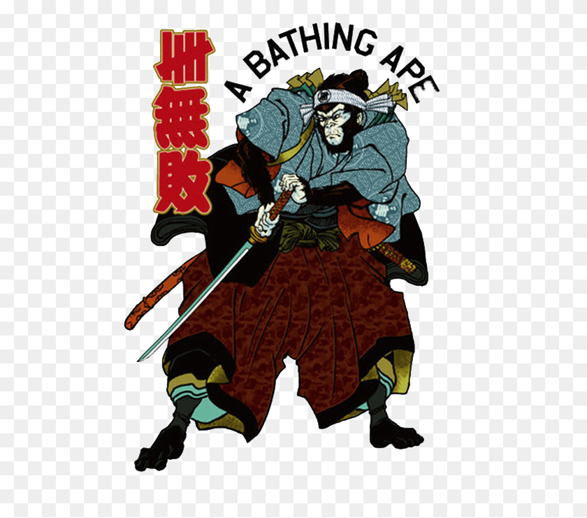 491x681 Bathing Ape A Bathing Ape Bape Transparent Clothing Bape X Undefeated Samurai, Person, Human, Poster HD PNG Download