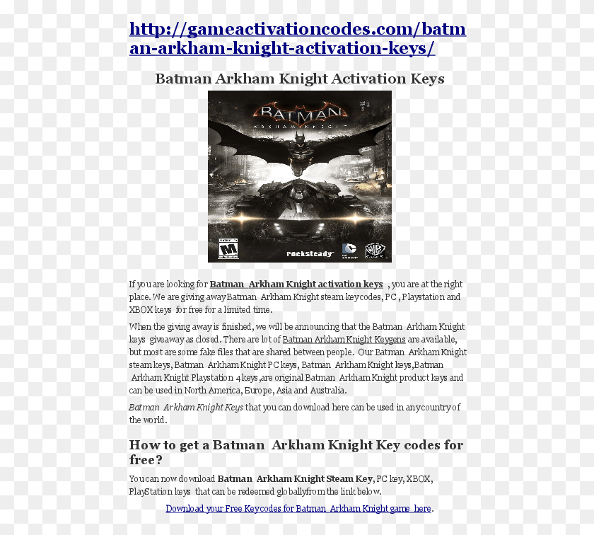 480x696 Descargar Png Batman Arkham Knight Llave De Serie Gratis Fish, Flyer, Poster, Paper Hd Png