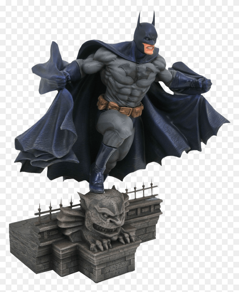 941x1166 Batman On Rooftop Dc Gallery 9 Pvc Diorama Statue, Person, Human, Sculpture HD PNG Download