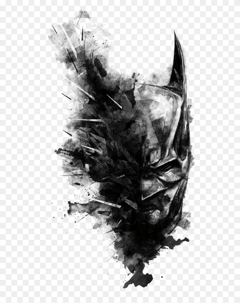 529x1001 Batman Transparent Image Black And White Batman Painting, Head, Poster HD PNG Download