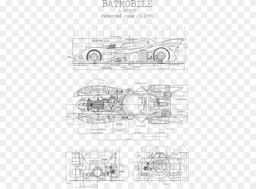 425x621 Batmobile Patent Greeting Card Batmobile Blueprints, Cad Diagram, Diagram, Machine, Wheel Clipart PNG