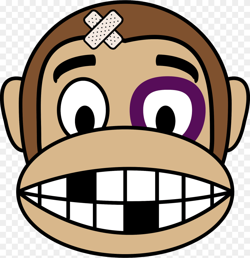 Battered Monkey Face Clipart, Head, Person, Ammunition, Grenade Sticker PNG