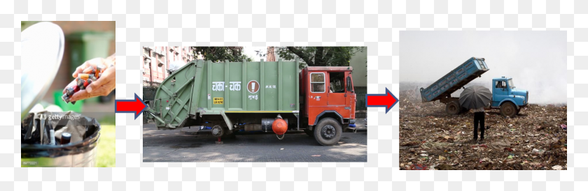 1363x374 Battery Home To Landfill Trailer Truck, Vehicle, Transportation, Wheel Descargar Hd Png