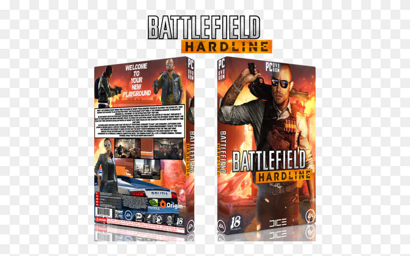 455x464 Battlefield Hardline Box Art Cover Поле Битвы, Человек, Человек, Солнцезащитные Очки Hd Png Скачать