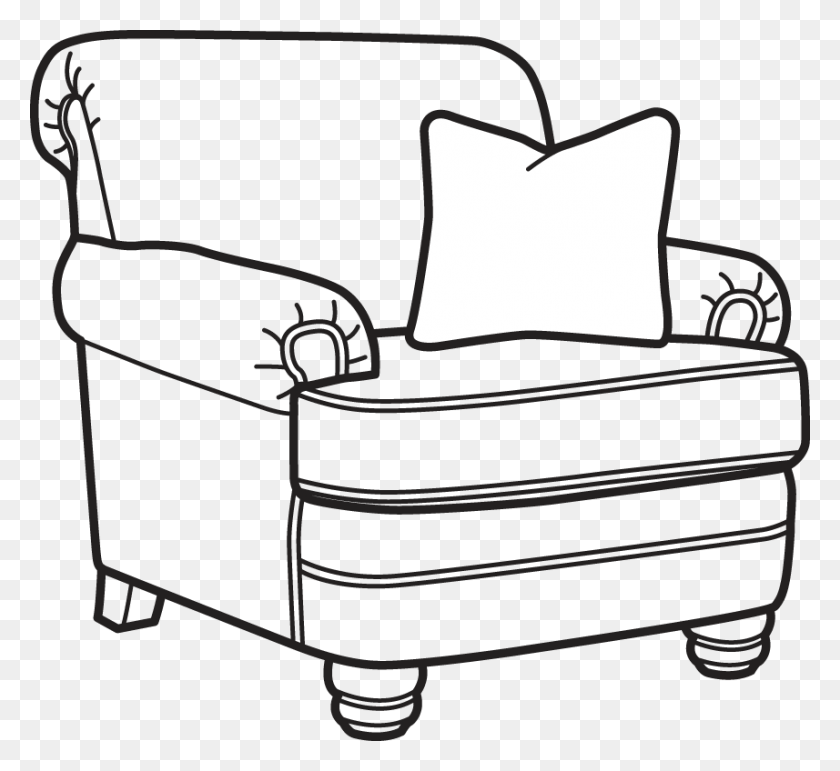 857x782 Bay Armchair Coloring Pages, Furniture, Couch, Cushion HD PNG Download