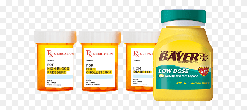 612x315 Bayer Low Dose Aspirin Bottle Next To Unmarked Prescription Aspirin For High Blood Pressure, Label, Text, Sunscreen HD PNG Download