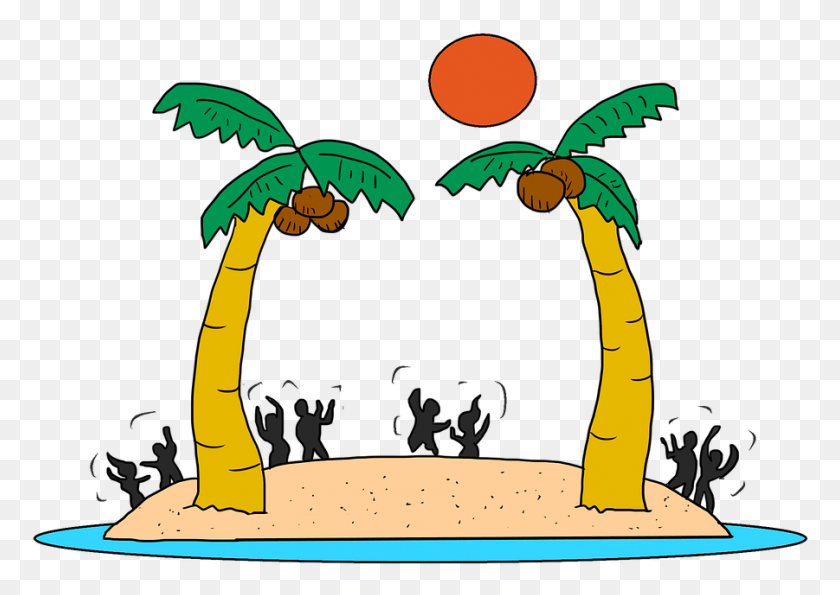 901x619 Beach Beach Party Outdoor Dancing Dance Sunny Beach Party Cartoon, Plant, Tree, Vegetation Descargar Hd Png