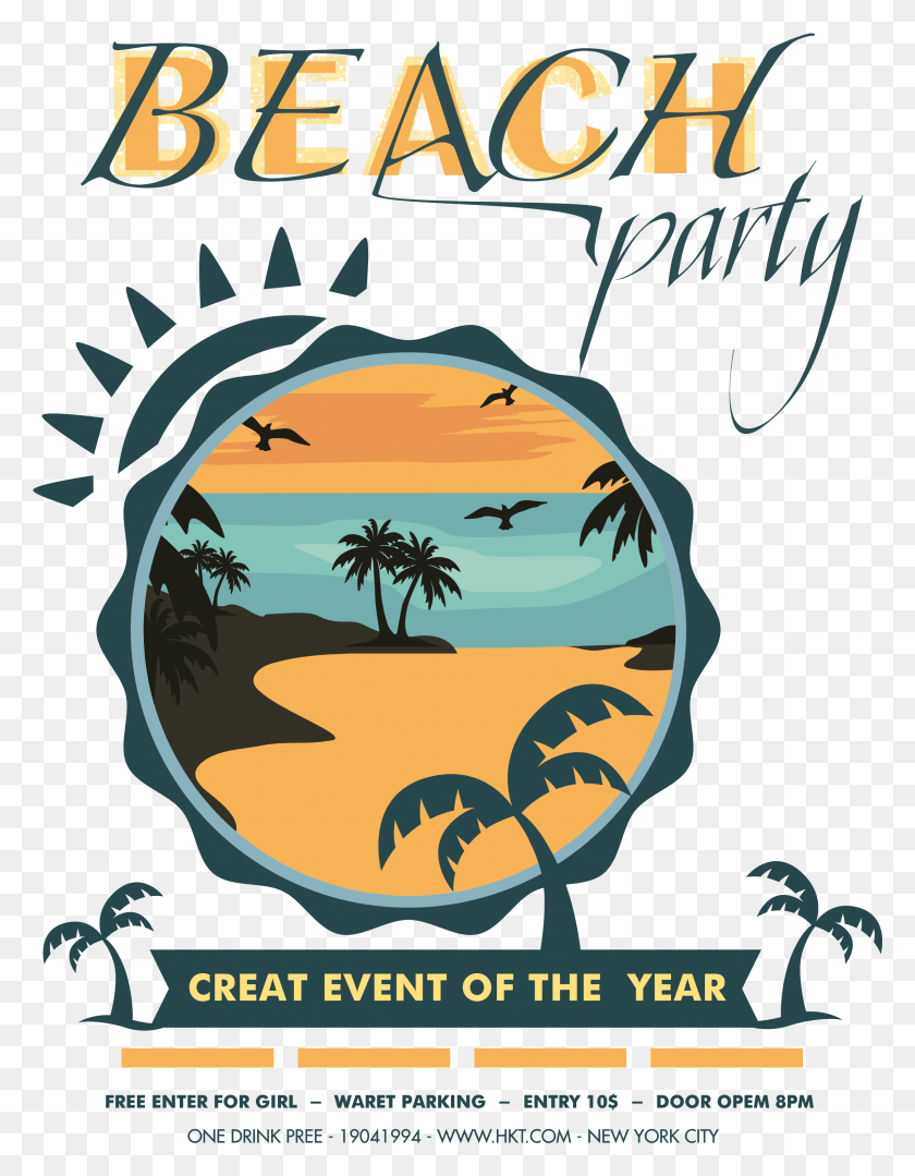 2393x3129 Beach Party Vector Graphics, Poster, Advertisement, Flyer Descargar Hd Png