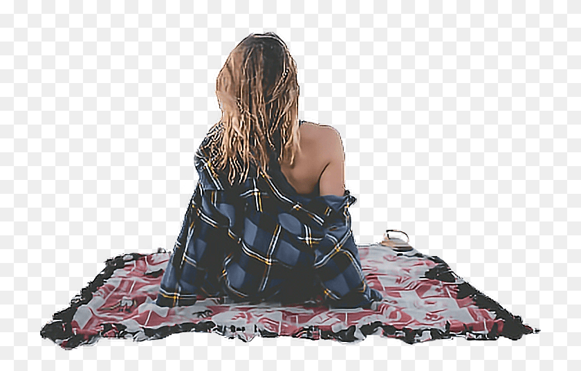 724x476 Beach People Girlsitting Blanket Freetoedit Travel Live Life Quotes, Clothing, Apparel, Female HD PNG Download