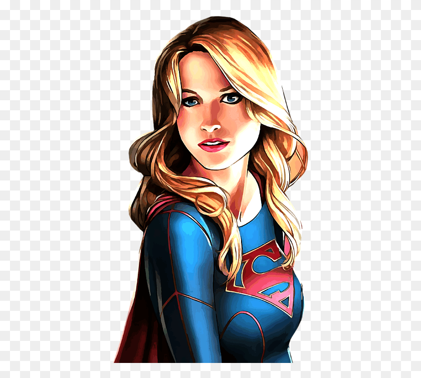 391x694 Beach Towel For Realistic Supergirl Drawing, Comics, Book, Person HD PNG Download